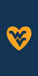 A gold and blue mobile wallpaper depicting the "Flying WV" inside a heart