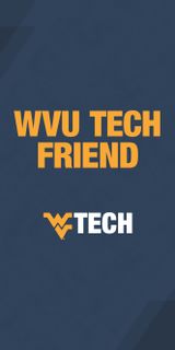 A gold and blue mobile wallpaper that says "WVU Tech Friend"