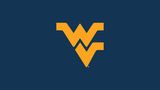 A gold and blue computer wallpaper depicting WVU's iconic "Flying WV"