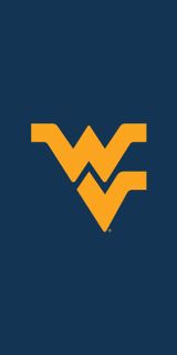 A gold and blue mobile wallpaper depicting WVU's iconic "Flying WV"