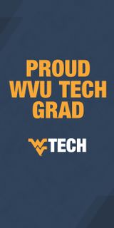 A gold and blue mobile wallpaper that says “Proud WVU Tech Grad”