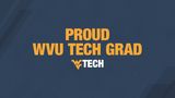 A gold and blue computer wallpaper that says "Proud WVU Tech Grad"